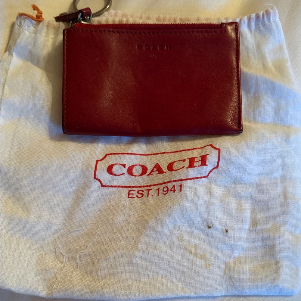Coach Burgundy Leather Card Wallet